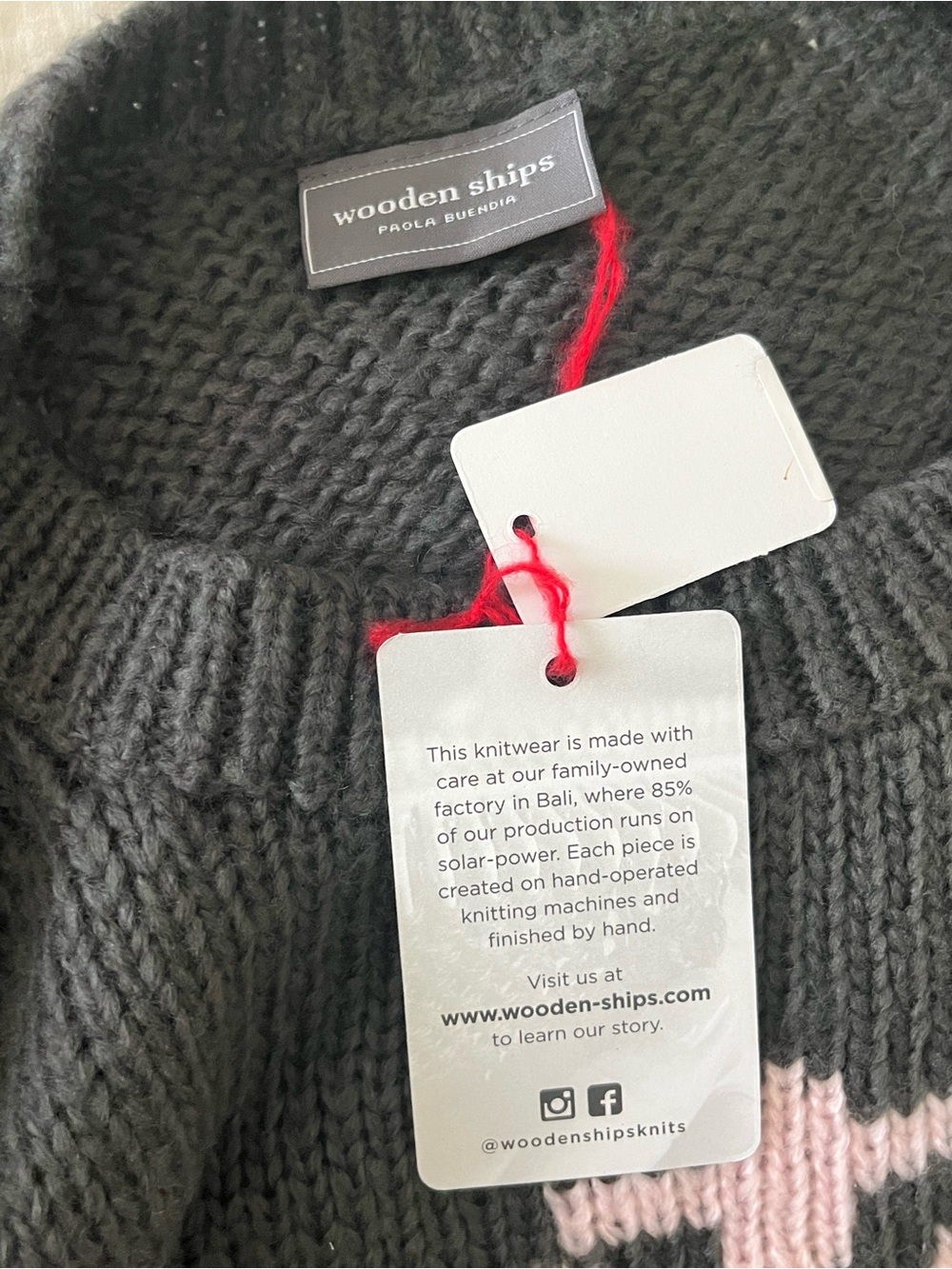Wooden Ships Charcoal Knit Sweater with Pink Script Witch - Picture 5 of 6